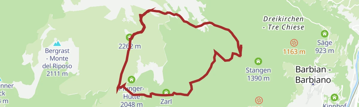 Route map: Huber Kreuz-Corno di Renon-Corno di Sotto